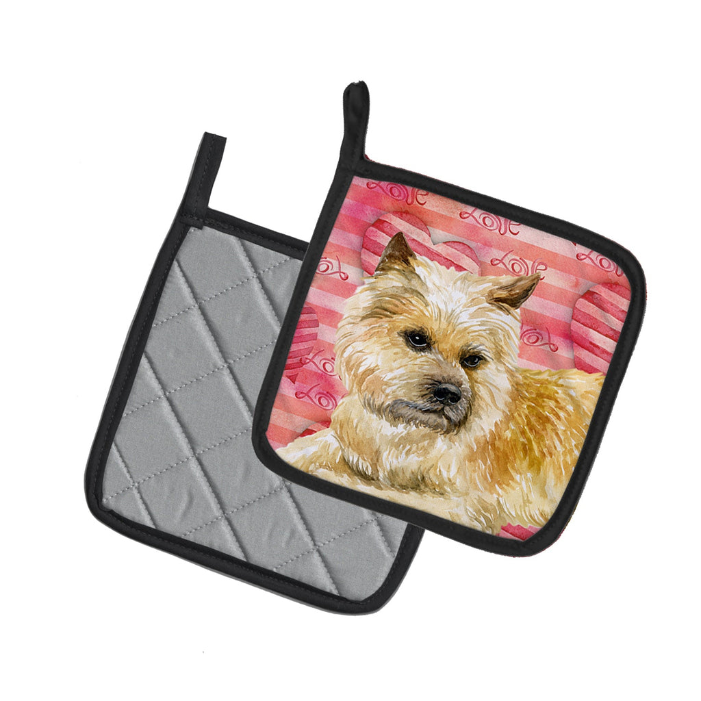 Cairn Terrier Love Pot Holder Set of 2 Heat Resistant Quilted Hot Pads 7.5 x 7.5 Inch, Insulated Kitchen Trivets for Cooking & Baking