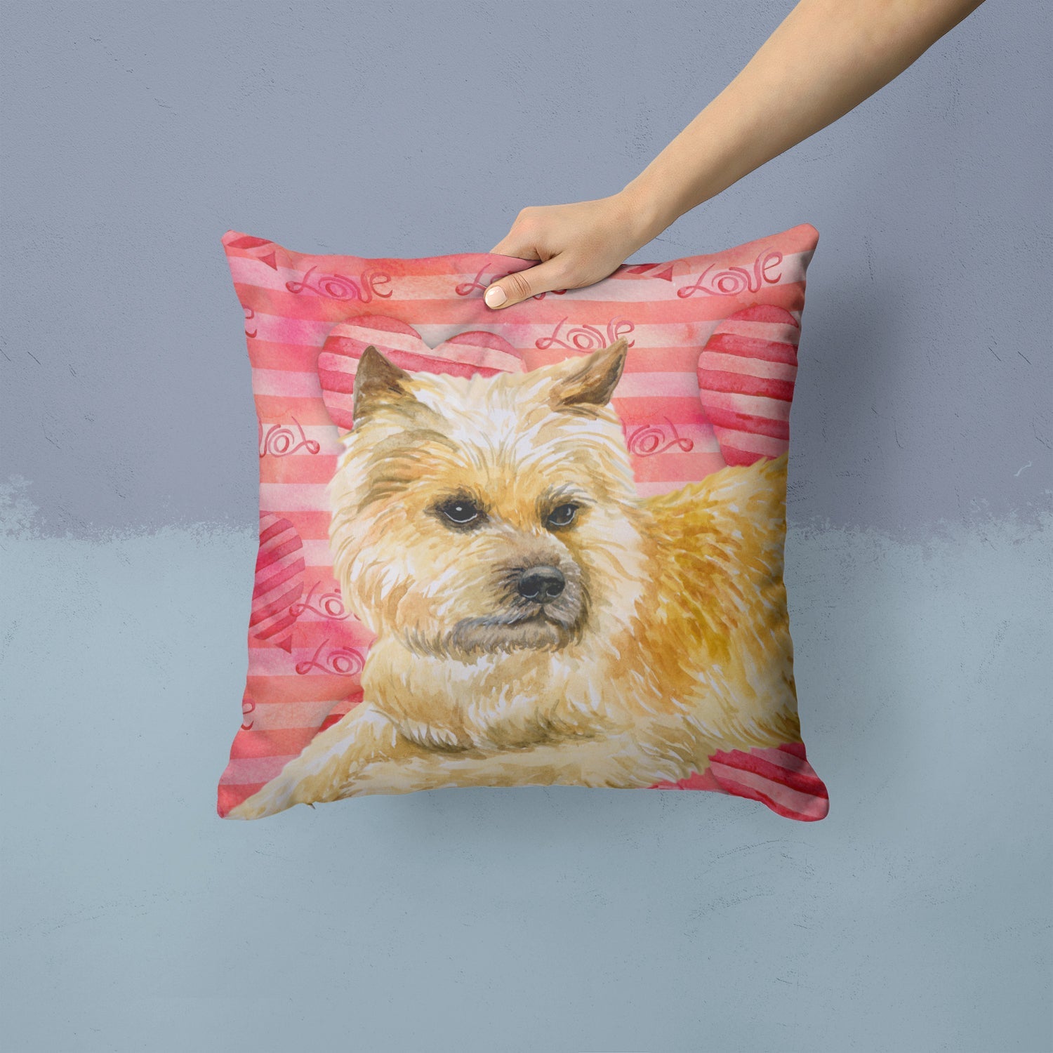 Cairn Terrier Love Decorative Throw Pillow 14x14 Indoor Outdoor Accent Cushion, Fabric Cover with Insert for Sofa, Bed, Porch & Living Room