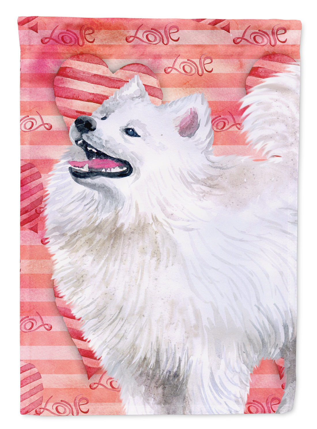 Samoyed Love House Flag 28x40 Porch Sleeve Pole Decorative Outside Yard Banner Artwork Wall Hanging, Polyester