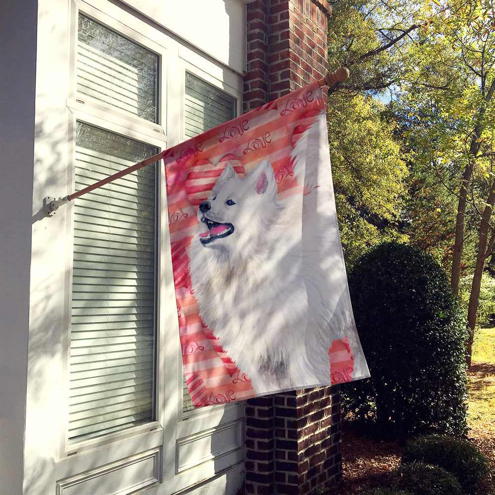 Samoyed Love House Flag 28x40 Porch Sleeve Pole Decorative Outside Yard Banner Artwork Wall Hanging, Polyester