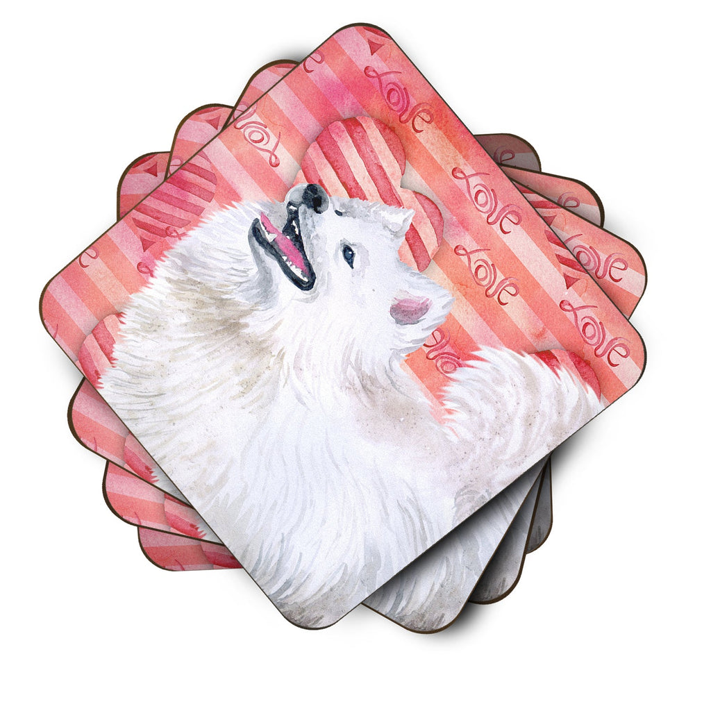 Samoyed Love Foam Coasters Set of 4 Cup Coasters for Indoor Outdoor, Tabletop Protection, Anti Slip, Mouse pad Material