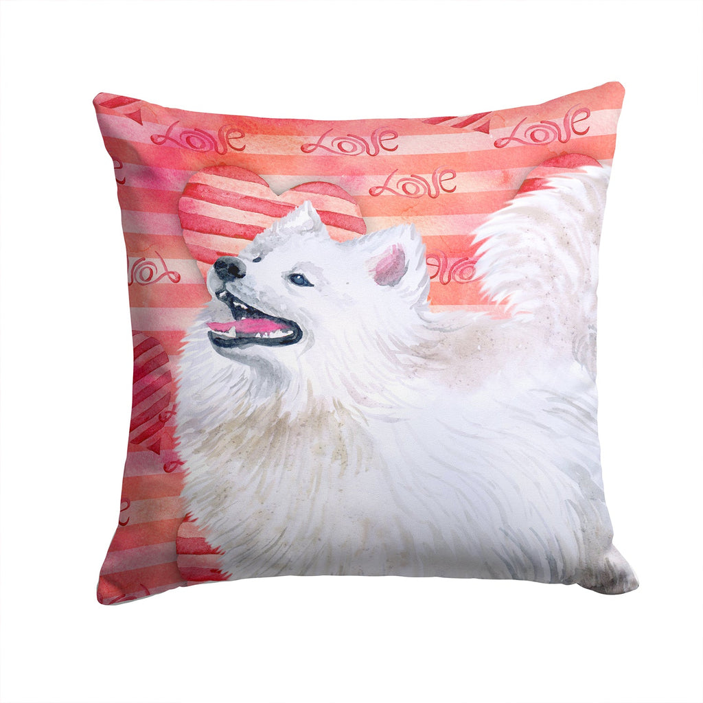 Samoyed Love Decorative Throw Pillow 14x14 Indoor Outdoor Accent Cushion, Fabric Cover with Insert for Sofa, Bed, Porch & Living Room