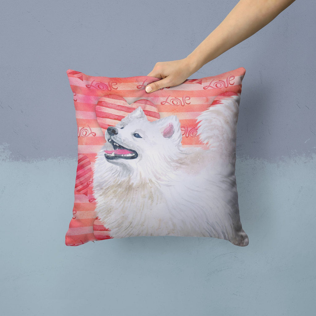 Samoyed Love Decorative Throw Pillow 14x14 Indoor Outdoor Accent Cushion, Fabric Cover with Insert for Sofa, Bed, Porch & Living Room