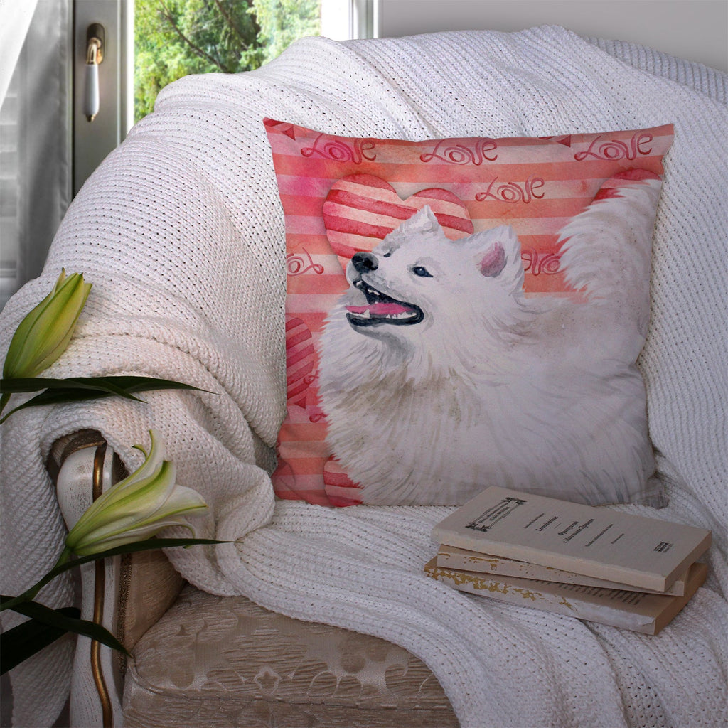 Samoyed Love Decorative Throw Pillow 14x14 Indoor Outdoor Accent Cushion, Fabric Cover with Insert for Sofa, Bed, Porch & Living Room
