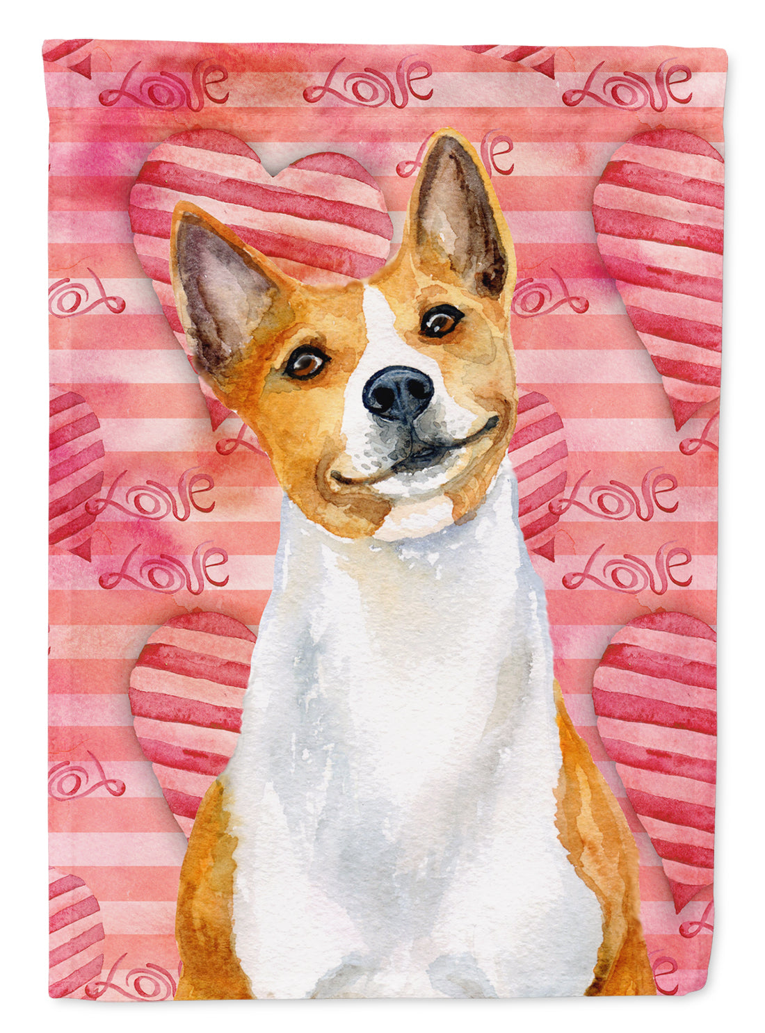 Basenji Love House Flag 28x40 Porch Sleeve Pole Decorative Outside Yard Banner Artwork Wall Hanging, Polyester