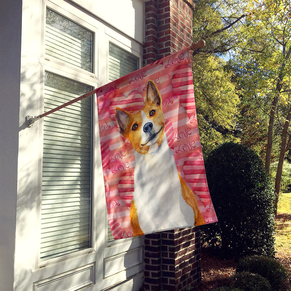 Basenji Love House Flag 28x40 Porch Sleeve Pole Decorative Outside Yard Banner Artwork Wall Hanging, Polyester