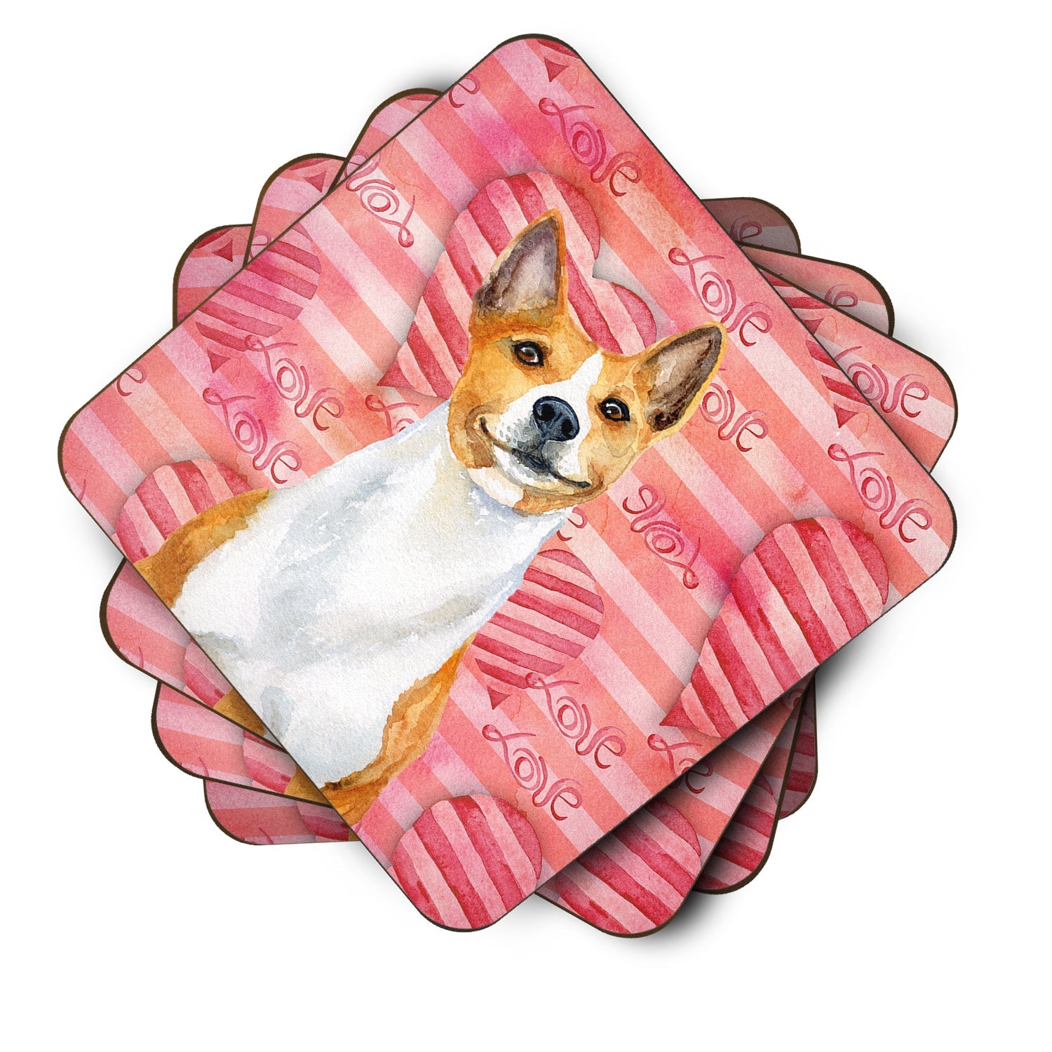 Basenji Love Foam Coasters Set of 4 Cup Coasters for Indoor Outdoor, Tabletop Protection, Anti Slip, Mouse pad Material