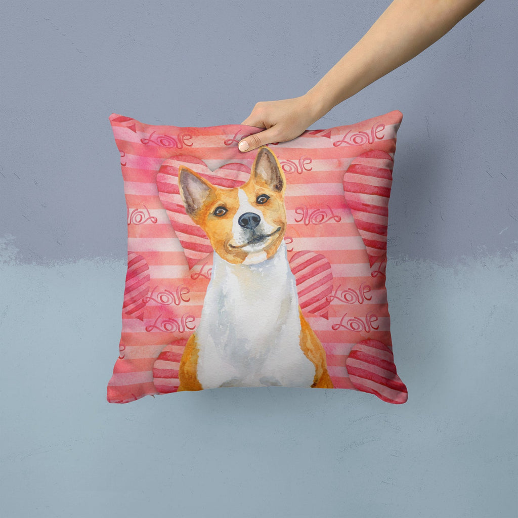 Basenji Love Decorative Throw Pillow 14x14 Indoor Outdoor Accent Cushion, Fabric Cover with Insert for Sofa, Bed, Porch & Living Room