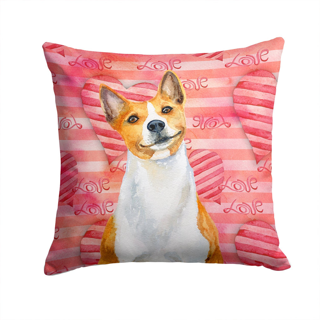 Basenji Love Decorative Throw Pillow 14x14 Indoor Outdoor Accent Cushion, Fabric Cover with Insert for Sofa, Bed, Porch & Living Room