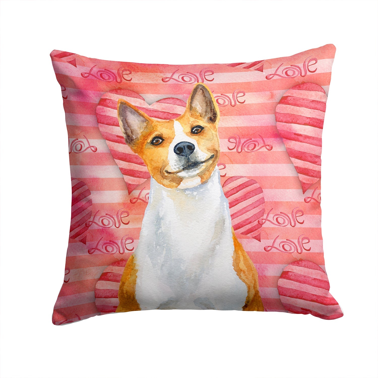 Basenji Love Decorative Throw Pillow 14x14 Indoor Outdoor Accent Cushion, Fabric Cover with Insert for Sofa, Bed, Porch & Living Room