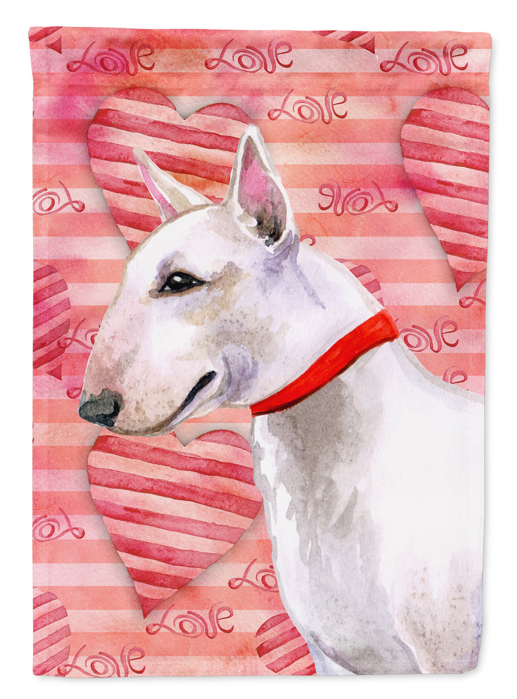 Bull Terrier Love House Flag 28x40 Porch Sleeve Pole Decorative Outside Yard Banner Artwork Wall Hanging, Polyester