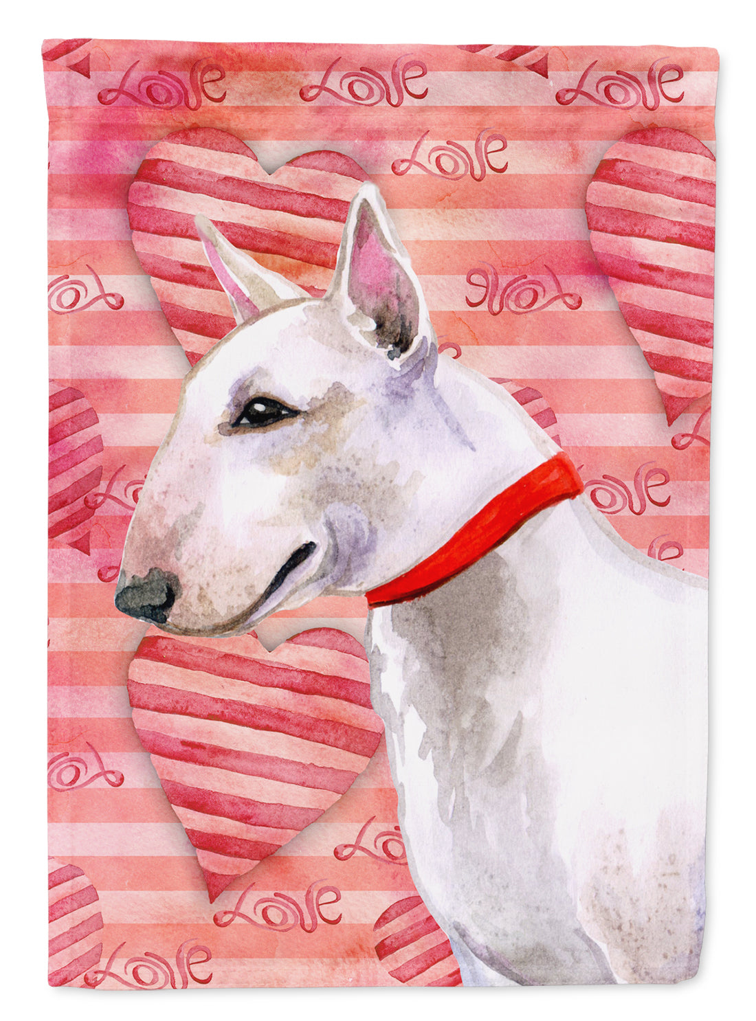 Bull Terrier Love House Flag 28x40 Porch Sleeve Pole Decorative Outside Yard Banner Artwork Wall Hanging, Polyester