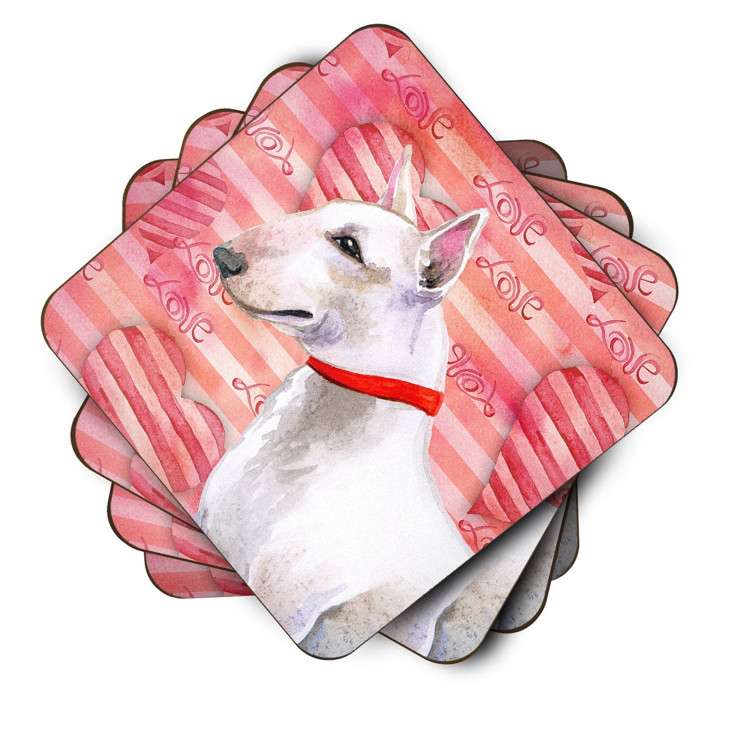 Bull Terrier Love Foam Coasters Set of 4 Cup Coasters for Indoor Outdoor, Tabletop Protection, Anti Slip, Mouse pad Material