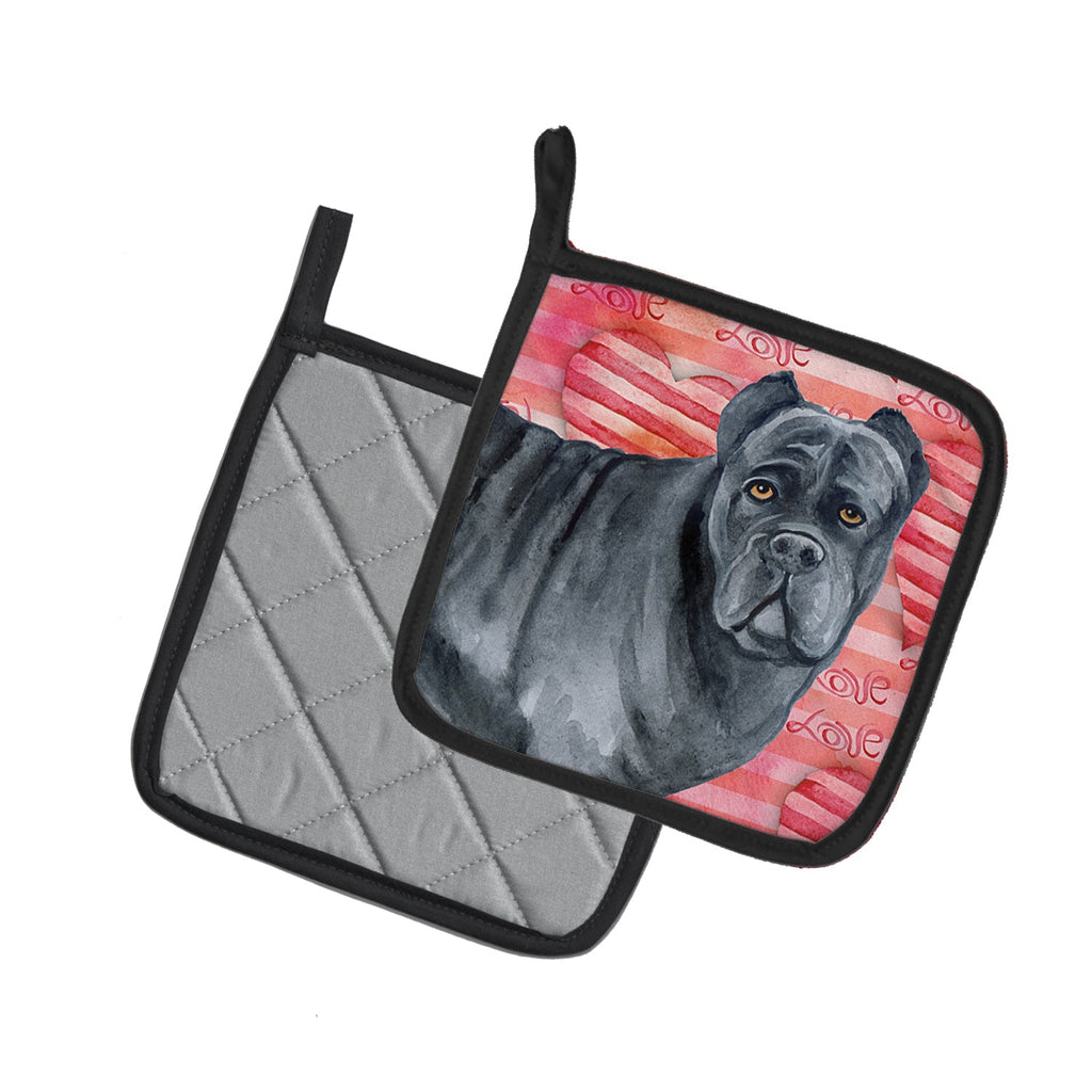 Cane Corso Love Pot Holder Set of 2 Heat Resistant Quilted Hot Pads 7.5 x 7.5 Inch, Insulated Kitchen Trivets for Cooking & Baking