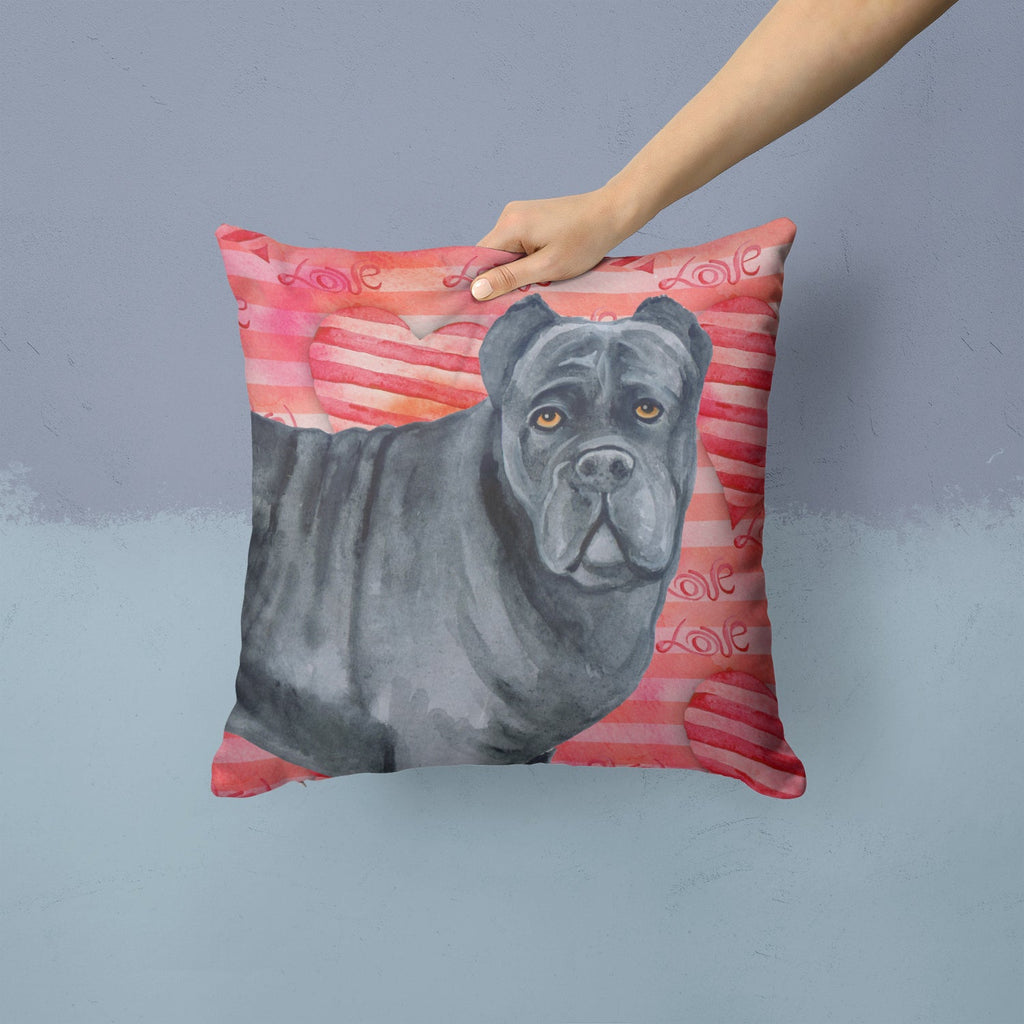 Cane Corso Love Decorative Throw Pillow 14x14 Indoor Outdoor Accent Cushion, Fabric Cover with Insert for Sofa, Bed, Porch & Living Room