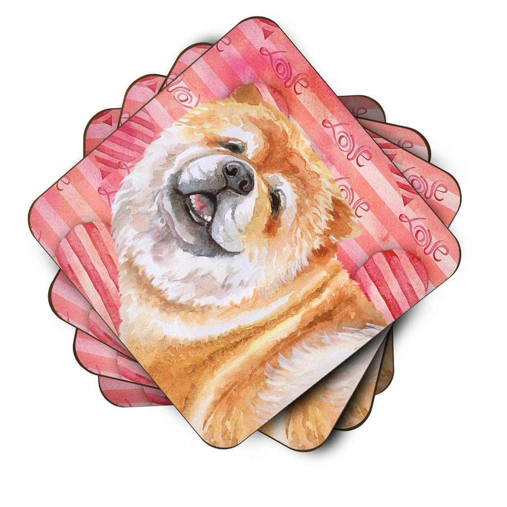 Chow Chow Love Foam Coasters Set of 4 Cup Coasters for Indoor Outdoor, Tabletop Protection, Anti Slip, Mouse pad Material