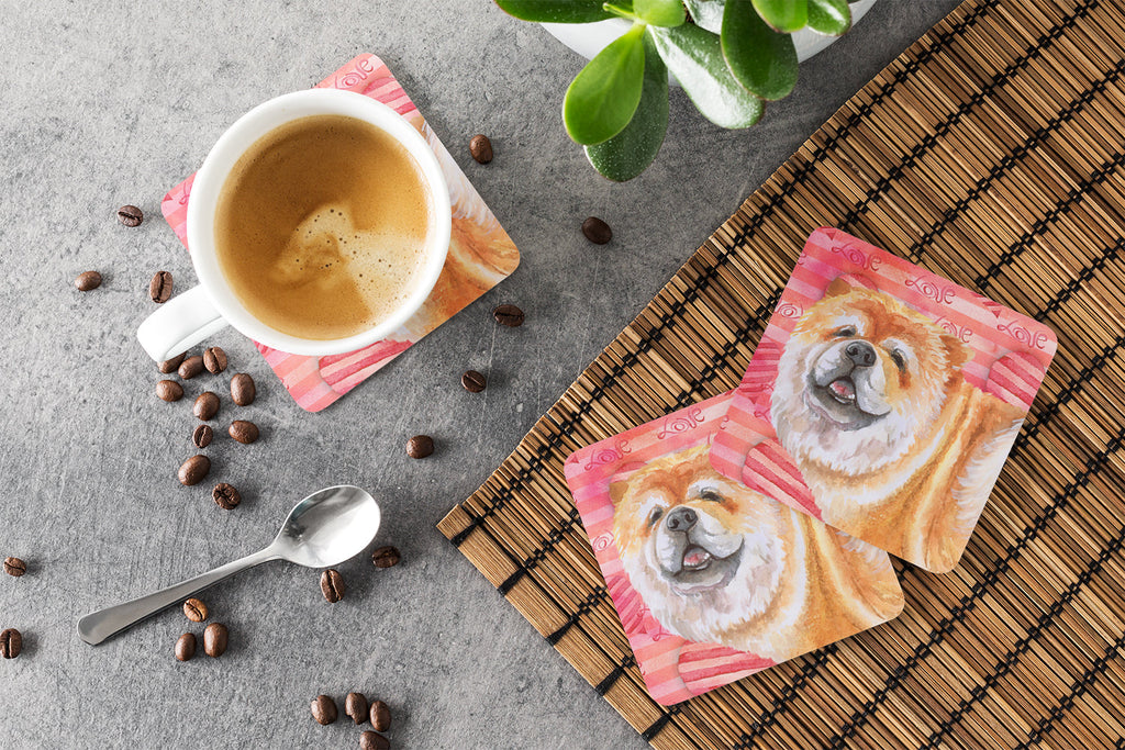 Chow Chow Love Foam Coasters Set of 4 Cup Coasters for Indoor Outdoor, Tabletop Protection, Anti Slip, Mouse pad Material