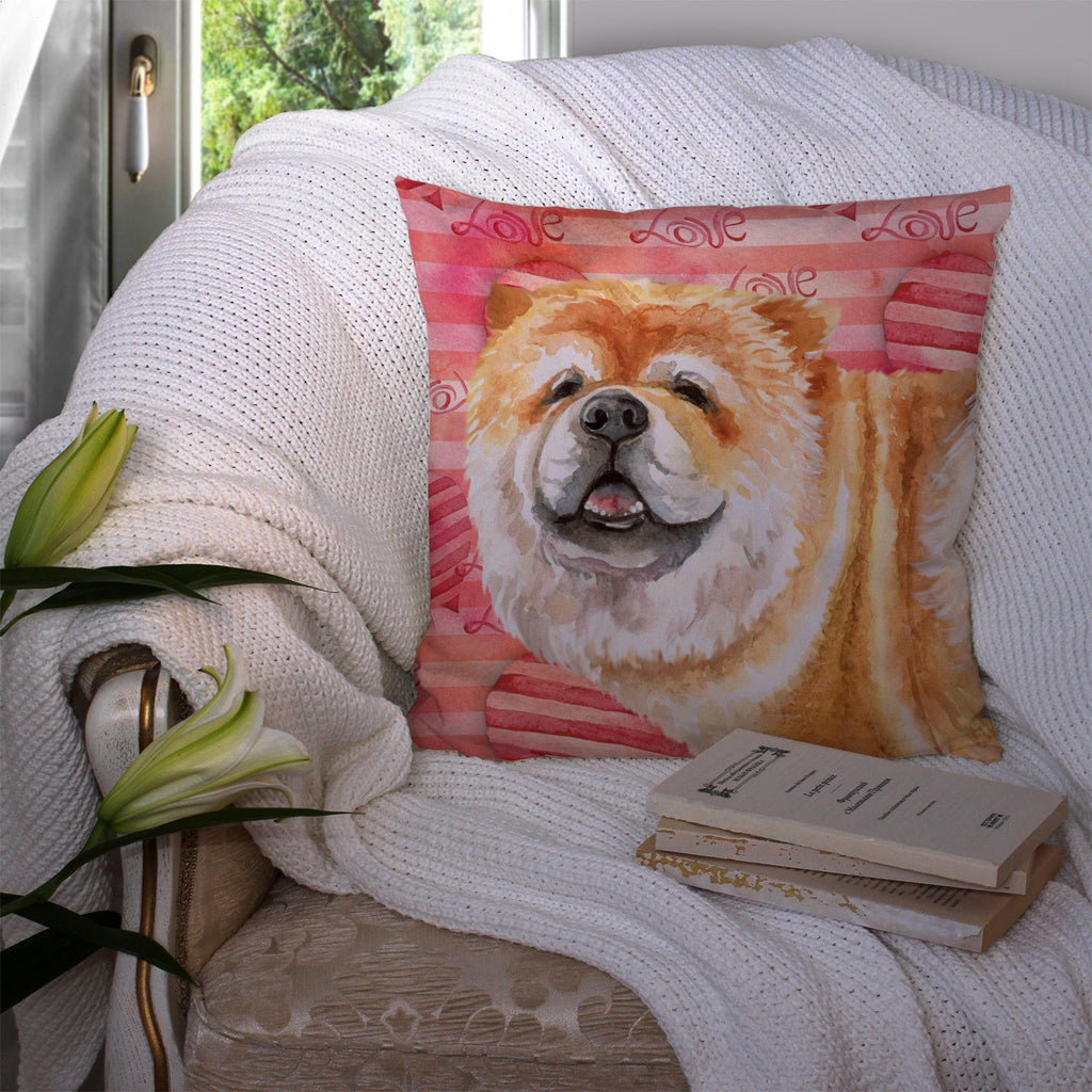 Chow Chow Love Decorative Throw Pillow 14x14 Indoor Outdoor Accent Cushion, Fabric Cover with Insert for Sofa, Bed, Porch & Living Room
