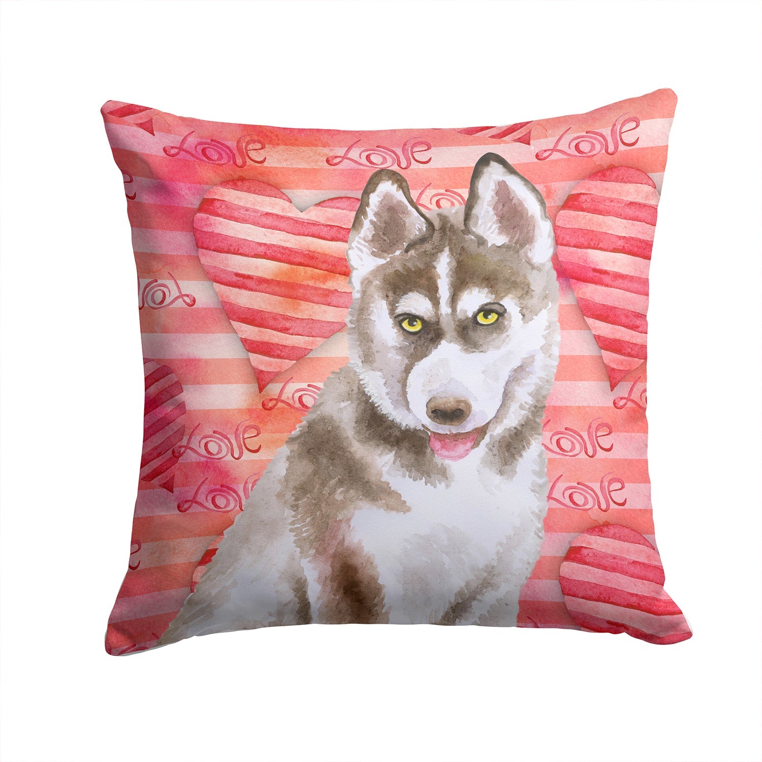 Siberian Husky Grey Love Decorative Throw Pillow 14x14 Indoor Outdoor Accent Cushion, Fabric Cover with Insert for Sofa, Bed, Porch & Living Room