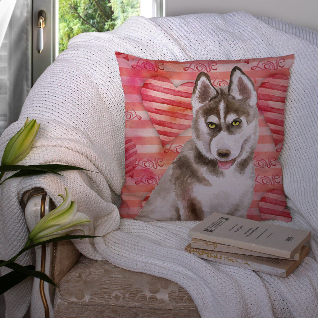 Siberian Husky Grey Love Decorative Throw Pillow 14x14 Indoor Outdoor Accent Cushion, Fabric Cover with Insert for Sofa, Bed, Porch & Living Room