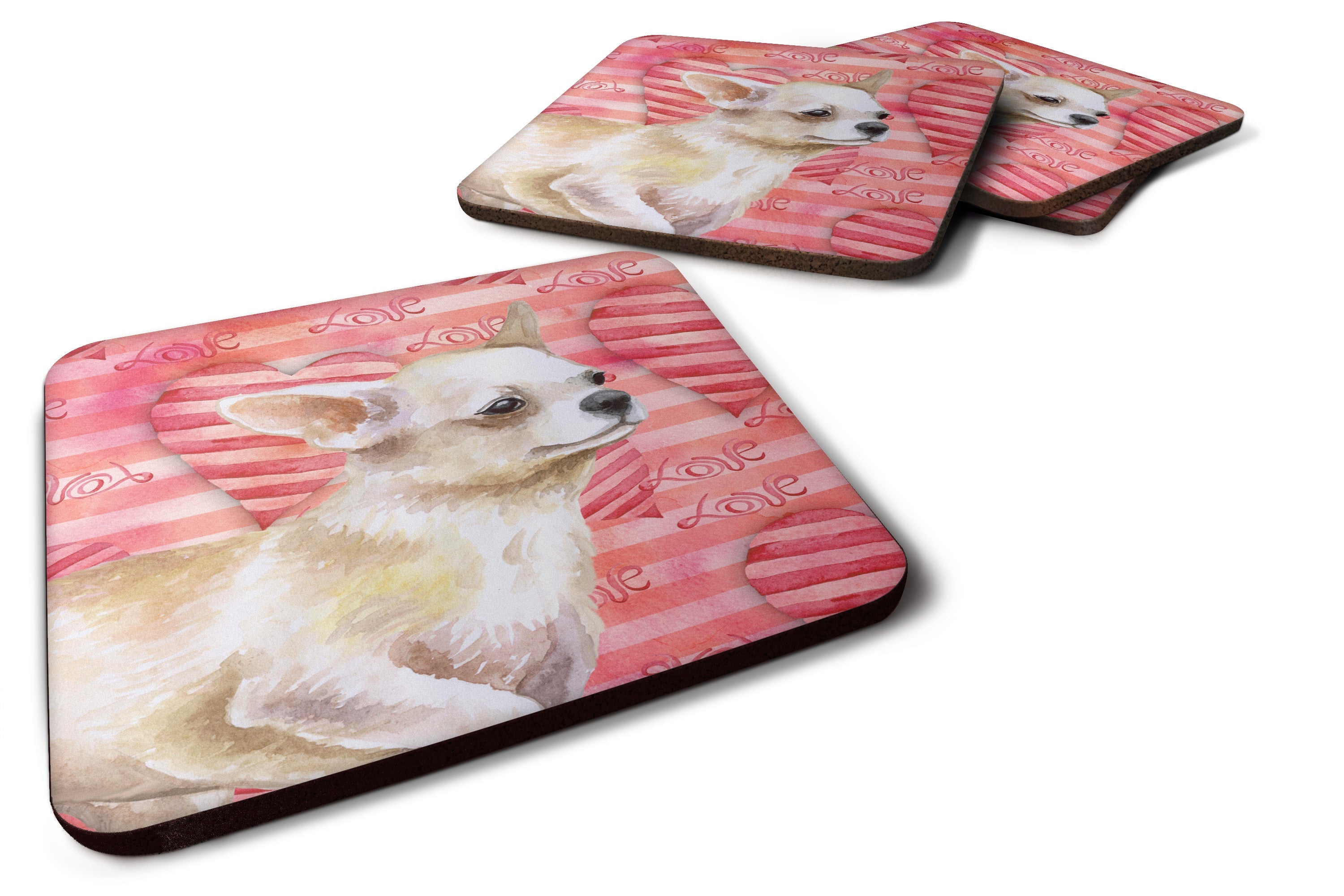 Chihuahua Leg up Love Foam Coasters Set of 4 Cup Coasters for Indoor Outdoor, Tabletop Protection, Anti Slip, Mouse pad Material
