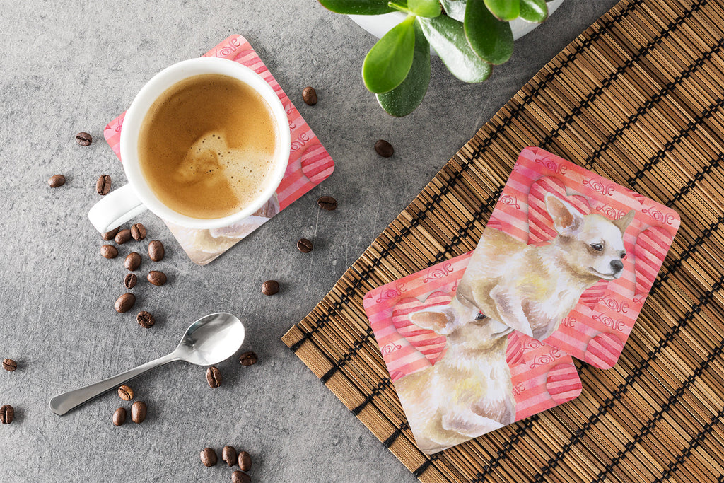 Chihuahua Leg up Love Foam Coasters Set of 4 Cup Coasters for Indoor Outdoor, Tabletop Protection, Anti Slip, Mouse pad Material