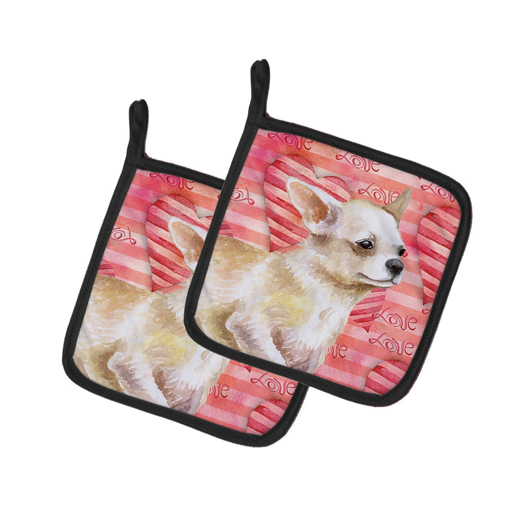 Chihuahua Leg up Love Pot Holder Set of 2 Heat Resistant Quilted Hot Pads 7.5 x 7.5 Inch, Insulated Kitchen Trivets for Cooking & Baking