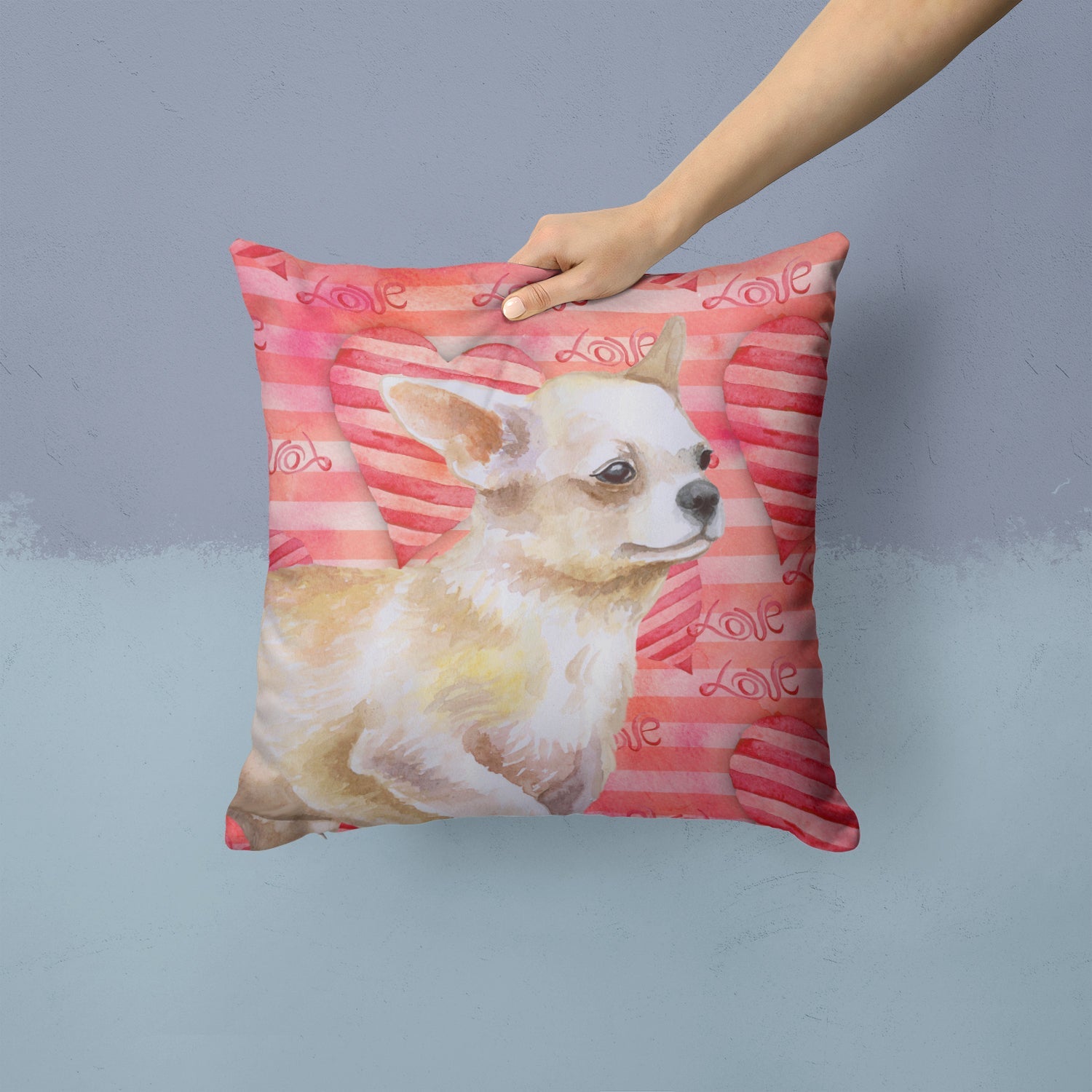 Chihuahua Leg up Love Decorative Throw Pillow 14x14 Indoor Outdoor Accent Cushion, Fabric Cover with Insert for Sofa, Bed, Porch & Living Room