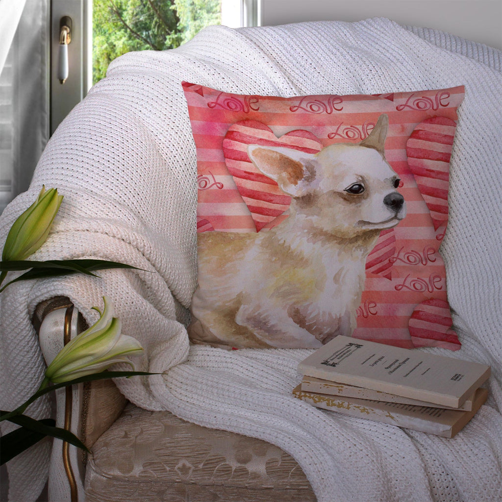 Chihuahua Leg up Love Decorative Throw Pillow 14x14 Indoor Outdoor Accent Cushion, Fabric Cover with Insert for Sofa, Bed, Porch & Living Room