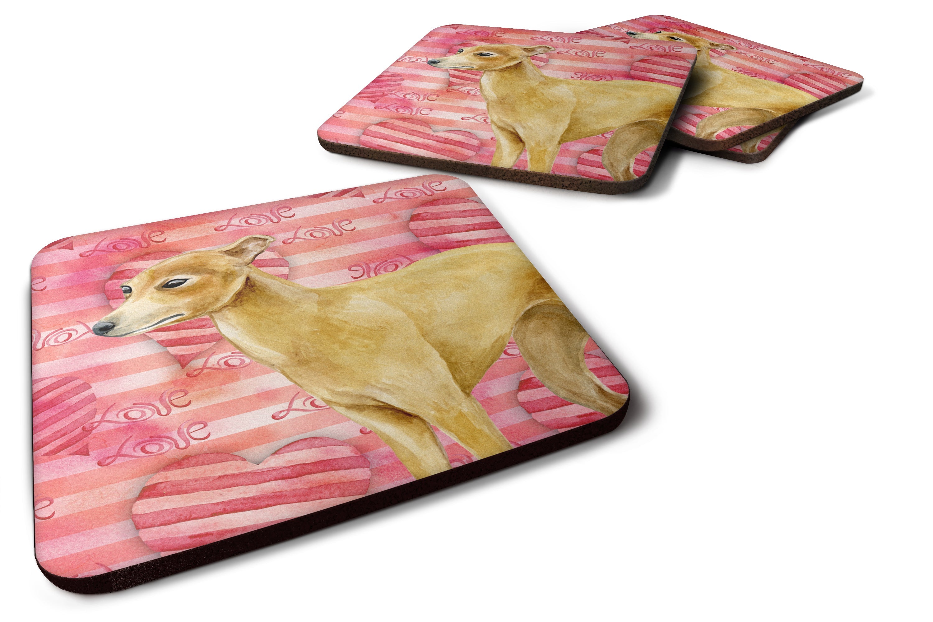Italian Greyhound Love Foam Coasters Set of 4 Cup Coasters for Indoor Outdoor, Tabletop Protection, Anti Slip, Mouse pad Material
