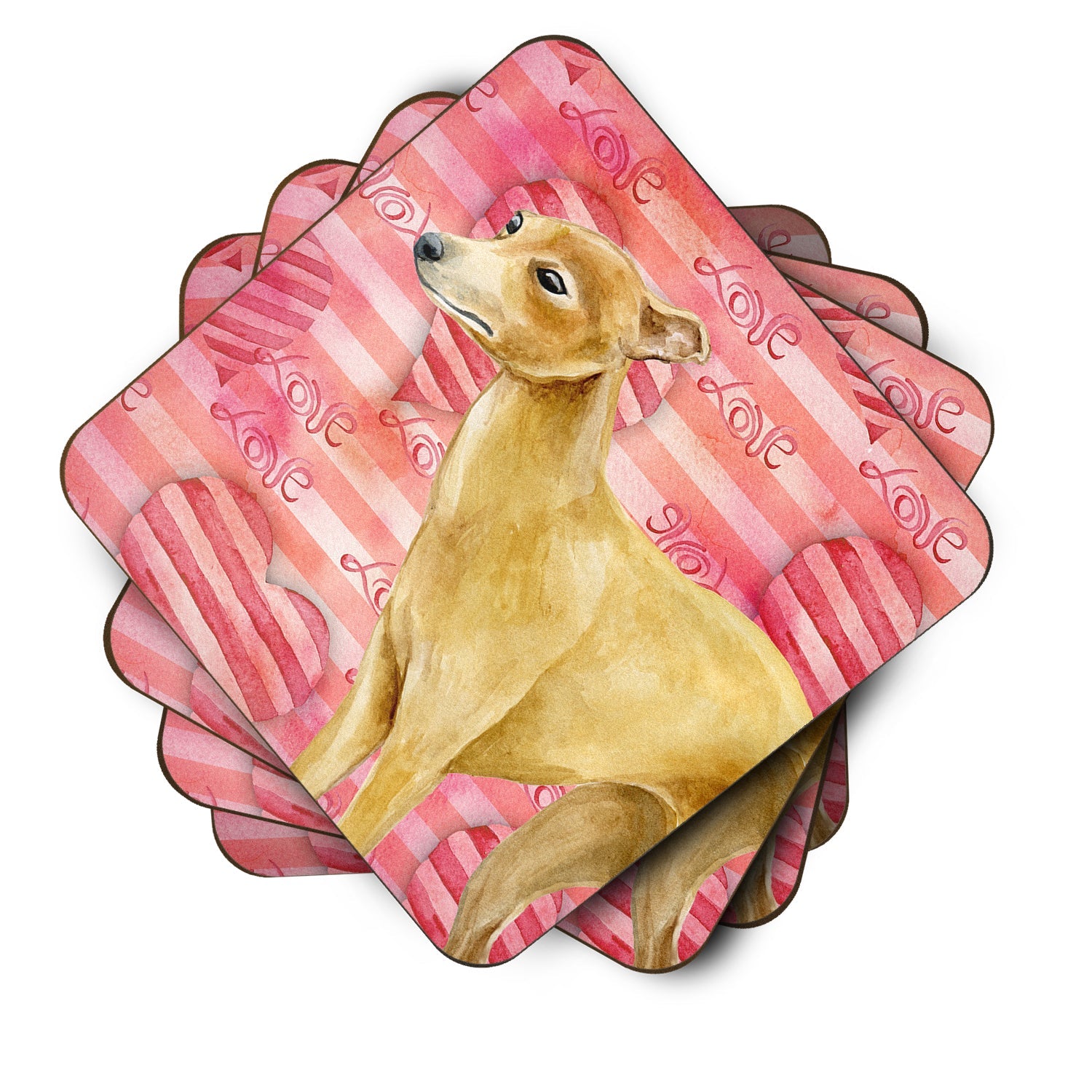 Italian Greyhound Love Foam Coasters Set of 4 Cup Coasters for Indoor Outdoor, Tabletop Protection, Anti Slip, Mouse pad Material