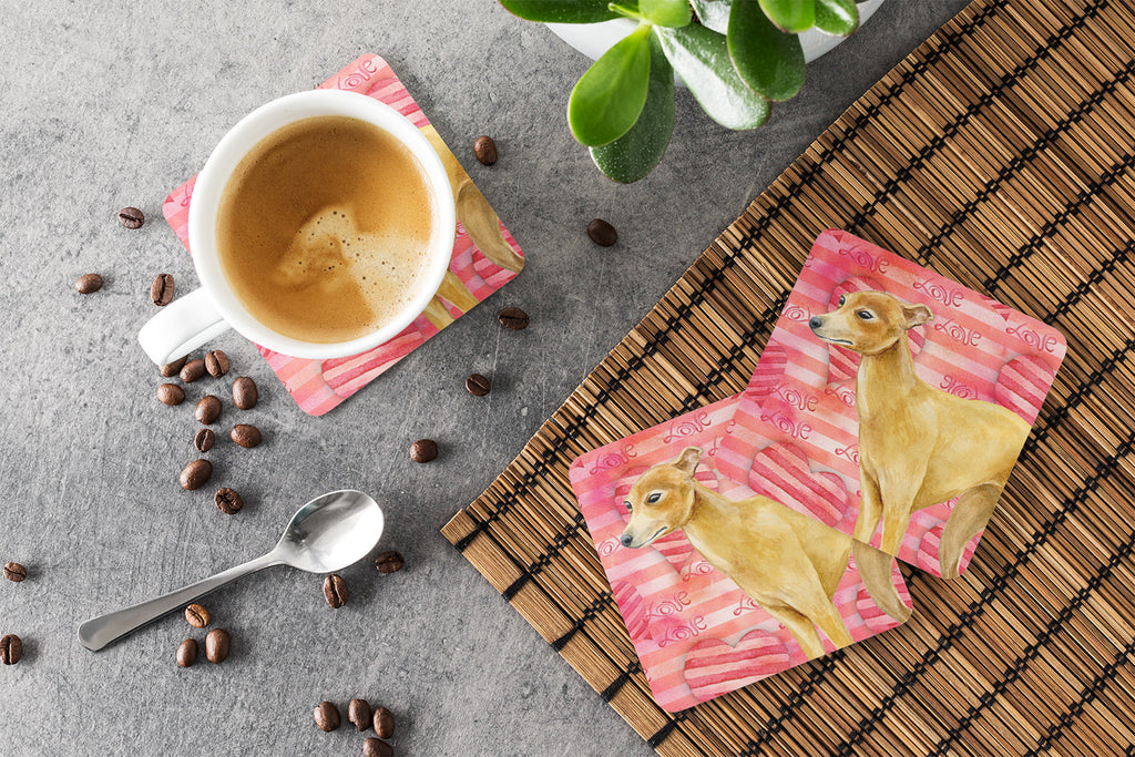 Italian Greyhound Love Foam Coasters Set of 4 Cup Coasters for Indoor Outdoor, Tabletop Protection, Anti Slip, Mouse pad Material