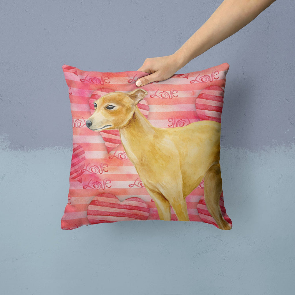 Italian Greyhound Love Decorative Throw Pillow 14x14 Indoor Outdoor Accent Cushion, Fabric Cover with Insert for Sofa, Bed, Porch & Living Room