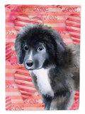 Newfoundland Puppy Love House Flag 28x40 Porch Sleeve Pole Decorative Outside Yard Banner Artwork Wall Hanging, Polyester