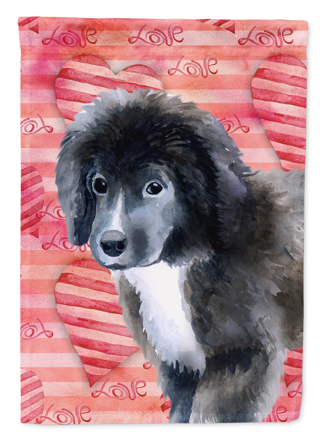 Newfoundland Puppy Love House Flag 28x40 Porch Sleeve Pole Decorative Outside Yard Banner Artwork Wall Hanging, Polyester