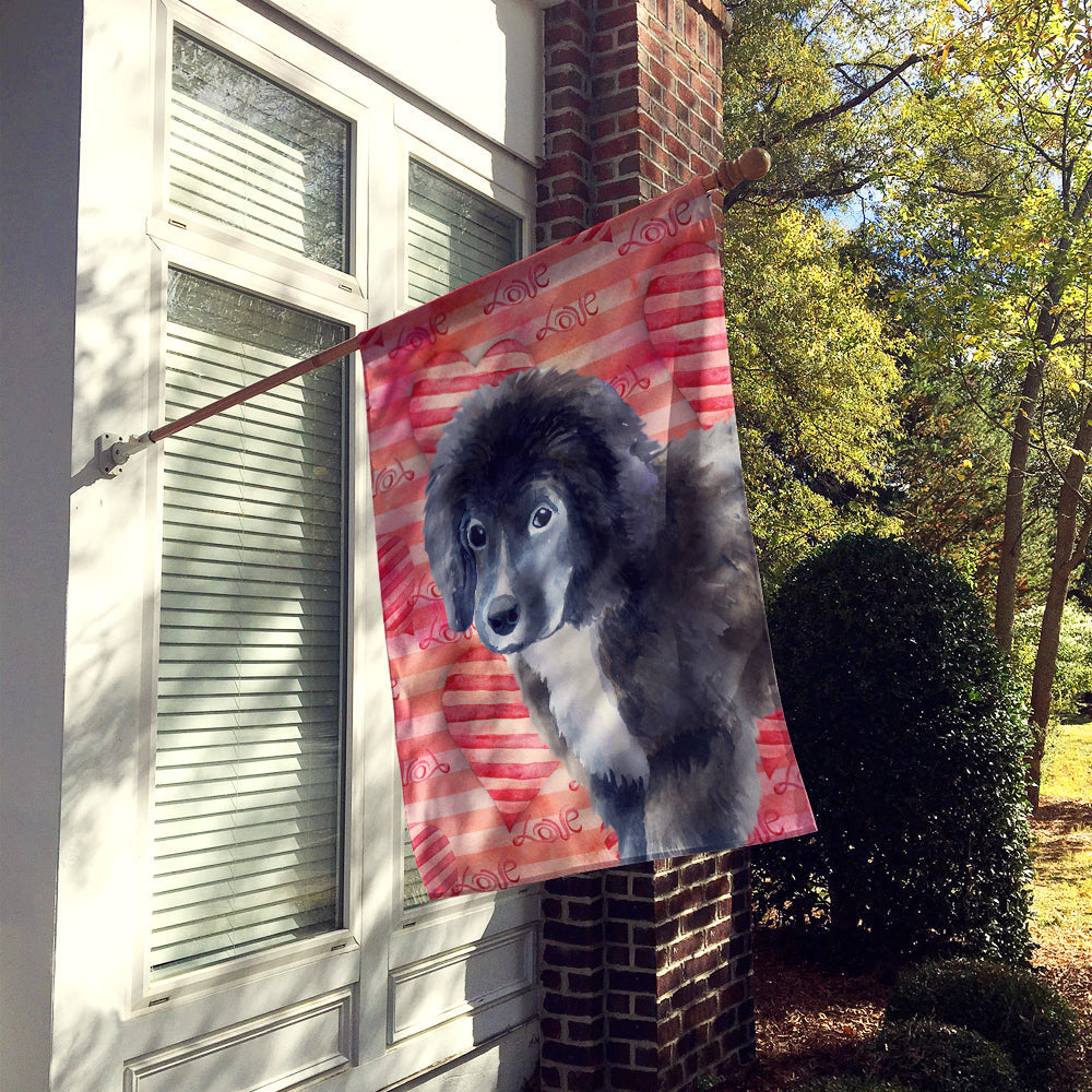 Newfoundland Puppy Love House Flag 28x40 Porch Sleeve Pole Decorative Outside Yard Banner Artwork Wall Hanging, Polyester