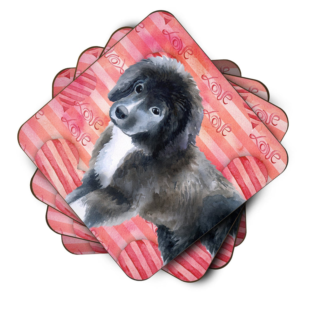 Newfoundland Puppy Love Foam Coasters Set of 4 Cup Coasters for Indoor Outdoor, Tabletop Protection, Anti Slip, Mouse pad Material