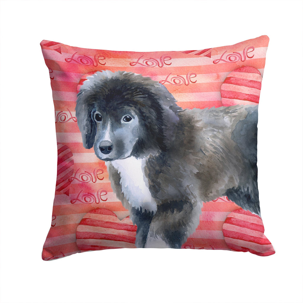 Newfoundland Puppy Love Decorative Throw Pillow 14x14 Indoor Outdoor Accent Cushion, Fabric Cover with Insert for Sofa, Bed, Porch & Living Room