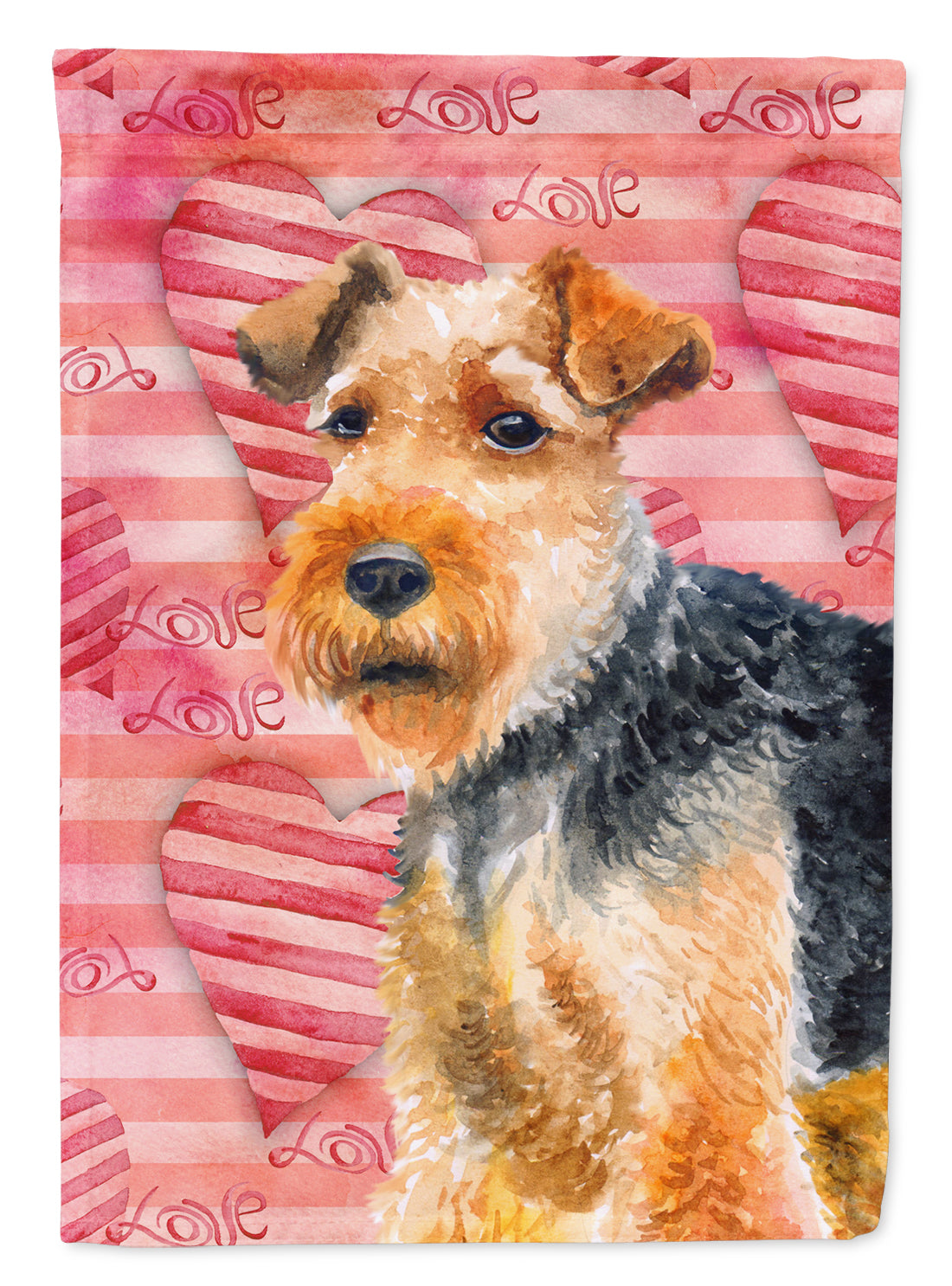 Welsh Terrier Love House Flag 28x40 Porch Sleeve Pole Decorative Outside Yard Banner Artwork Wall Hanging, Polyester