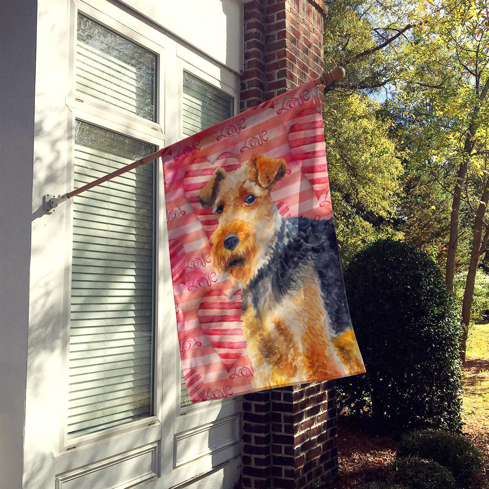 Welsh Terrier Love House Flag 28x40 Porch Sleeve Pole Decorative Outside Yard Banner Artwork Wall Hanging, Polyester