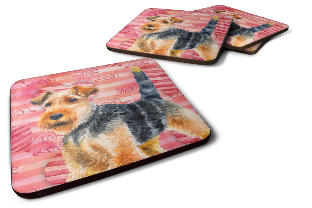 Welsh Terrier Love Foam Coasters Set of 4 Cup Coasters for Indoor Outdoor, Tabletop Protection, Anti Slip, Mouse pad Material