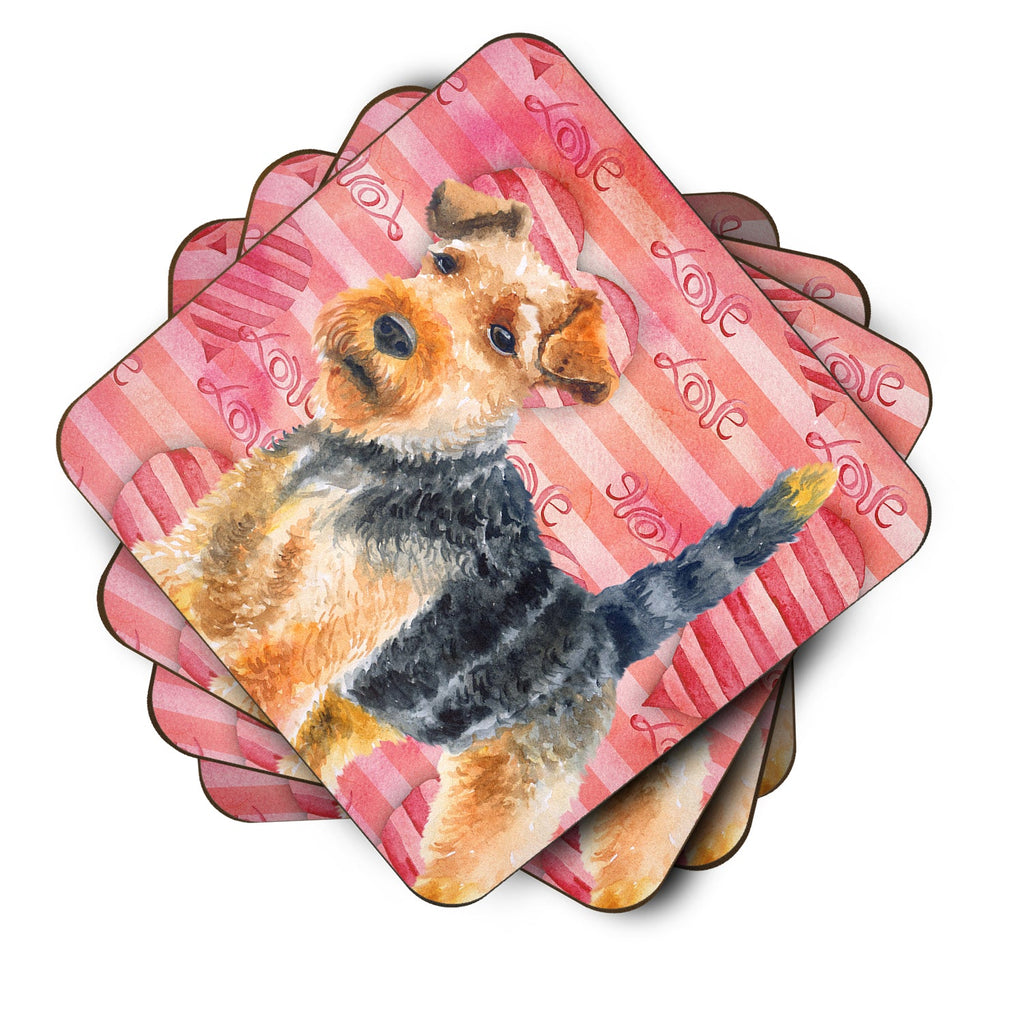 Welsh Terrier Love Foam Coasters Set of 4 Cup Coasters for Indoor Outdoor, Tabletop Protection, Anti Slip, Mouse pad Material