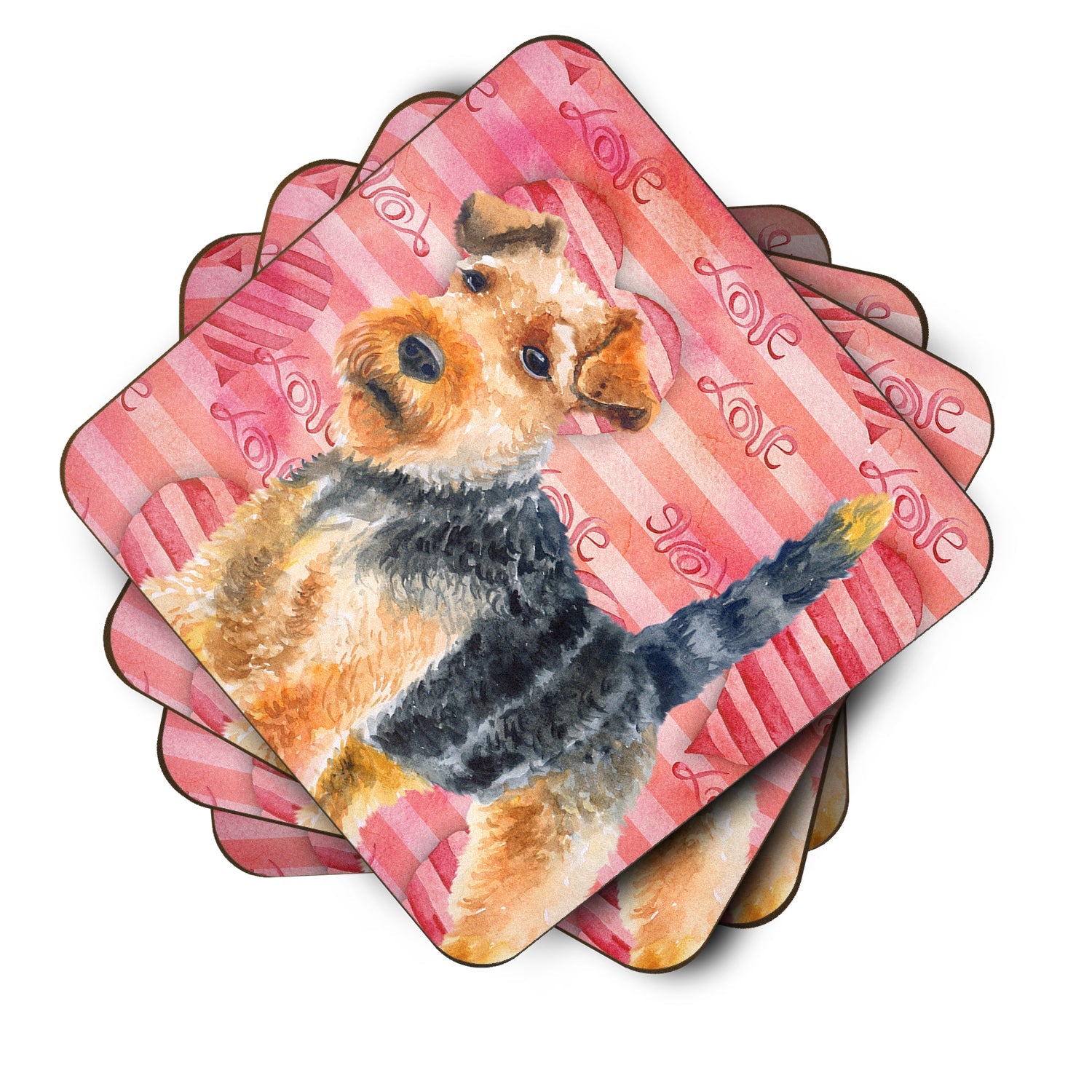 Welsh Terrier Love Foam Coasters Set of 4 Cup Coasters for Indoor Outdoor, Tabletop Protection, Anti Slip, Mouse pad Material