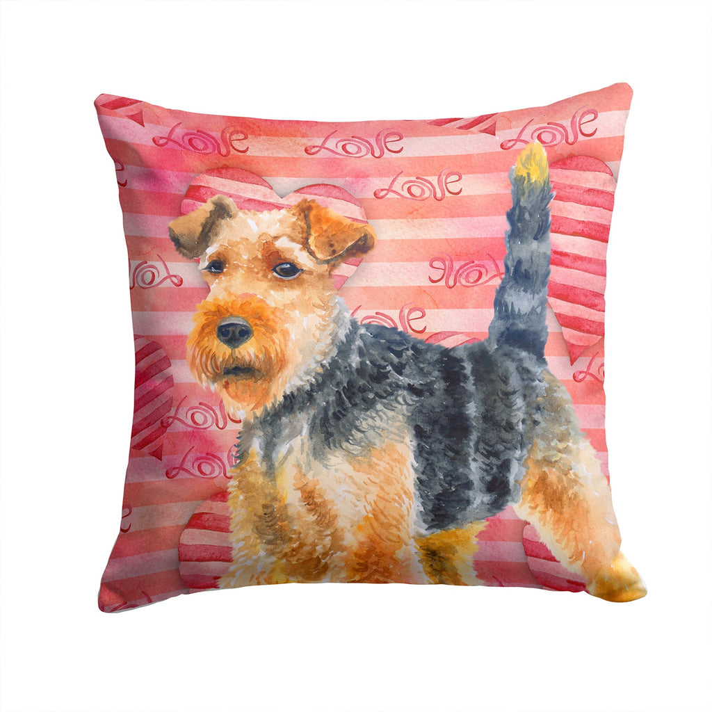 Welsh Terrier Love Decorative Throw Pillow 14x14 Indoor Outdoor Accent Cushion, Fabric Cover with Insert for Sofa, Bed, Porch & Living Room