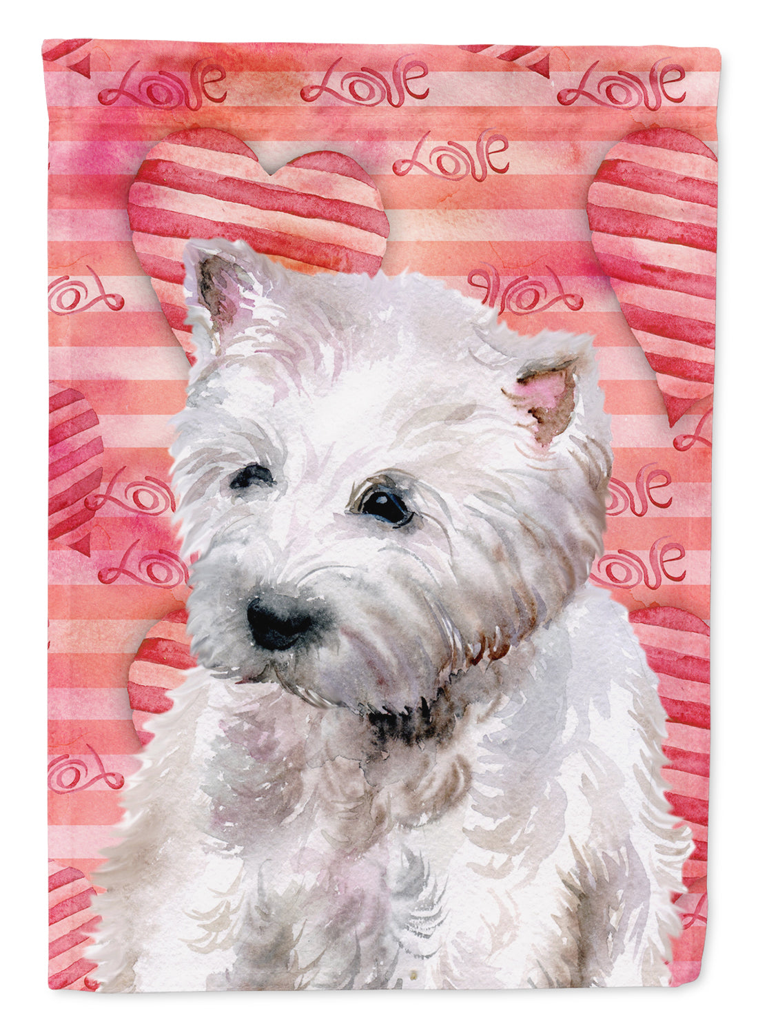 Westie Love House Flag 28x40 Porch Sleeve Pole Decorative Outside Yard Banner Artwork Wall Hanging, Polyester