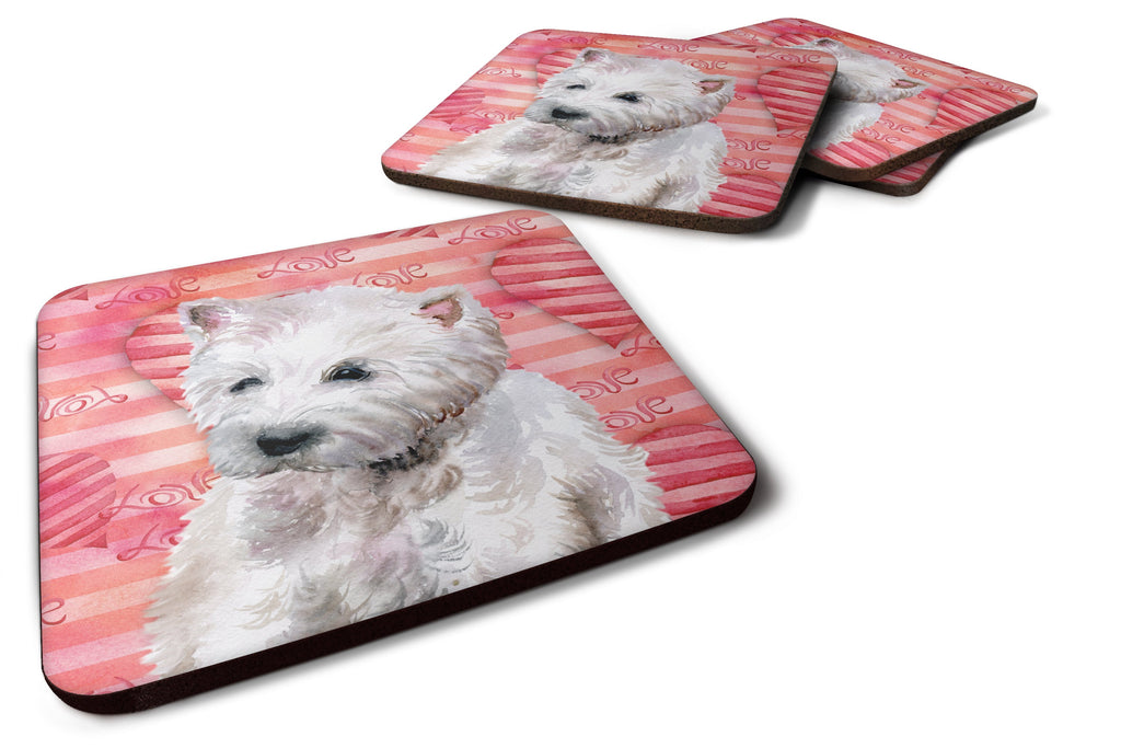 Westie Love Foam Coasters Set of 4 Cup Coasters for Indoor Outdoor, Tabletop Protection, Anti Slip, Mouse pad Material