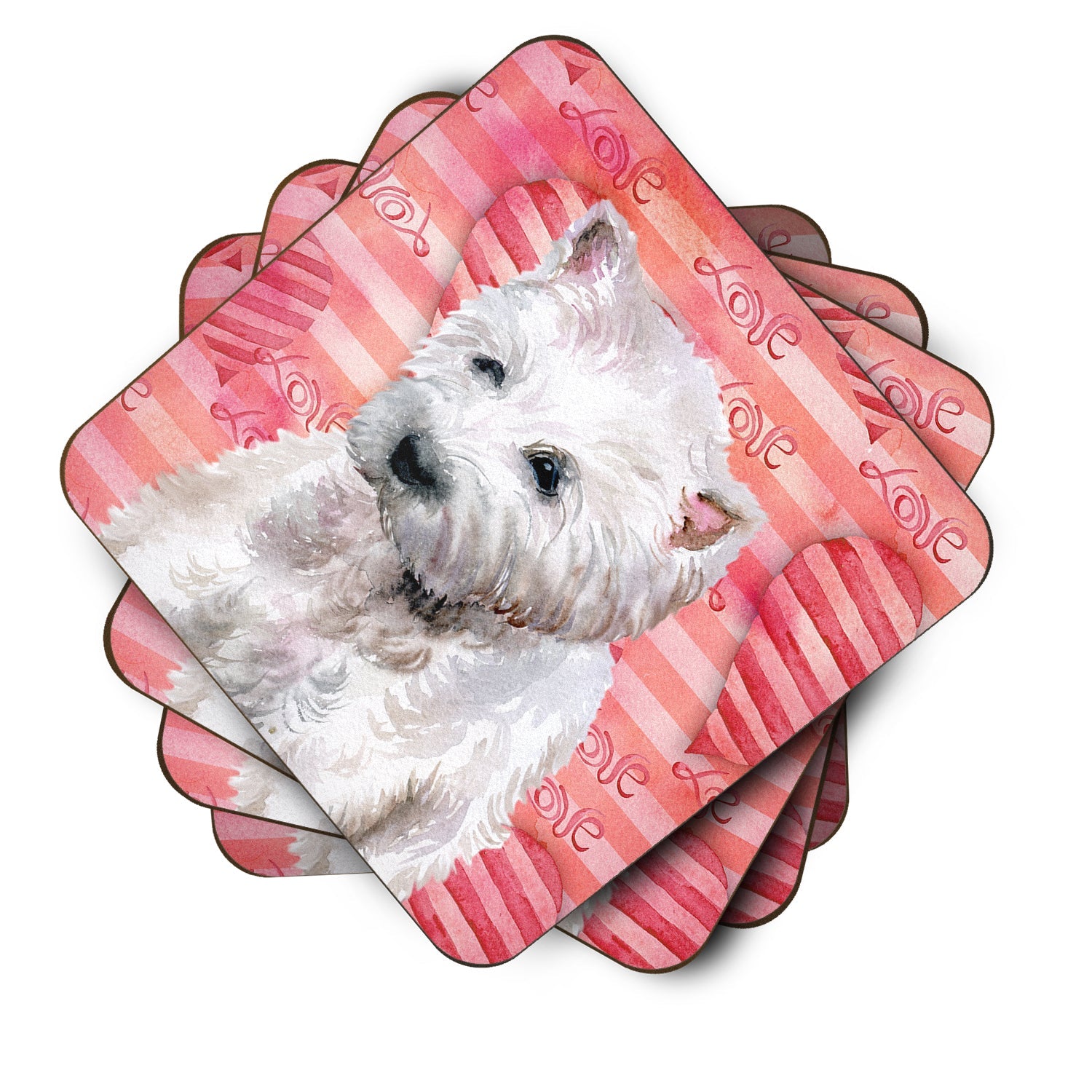 Westie Love Foam Coasters Set of 4 Cup Coasters for Indoor Outdoor, Tabletop Protection, Anti Slip, Mouse pad Material