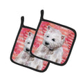 Westie Love Pot Holder Set of 2 Heat Resistant Quilted Hot Pads 7.5 x 7.5 Inch, Insulated Kitchen Trivets for Cooking & Baking