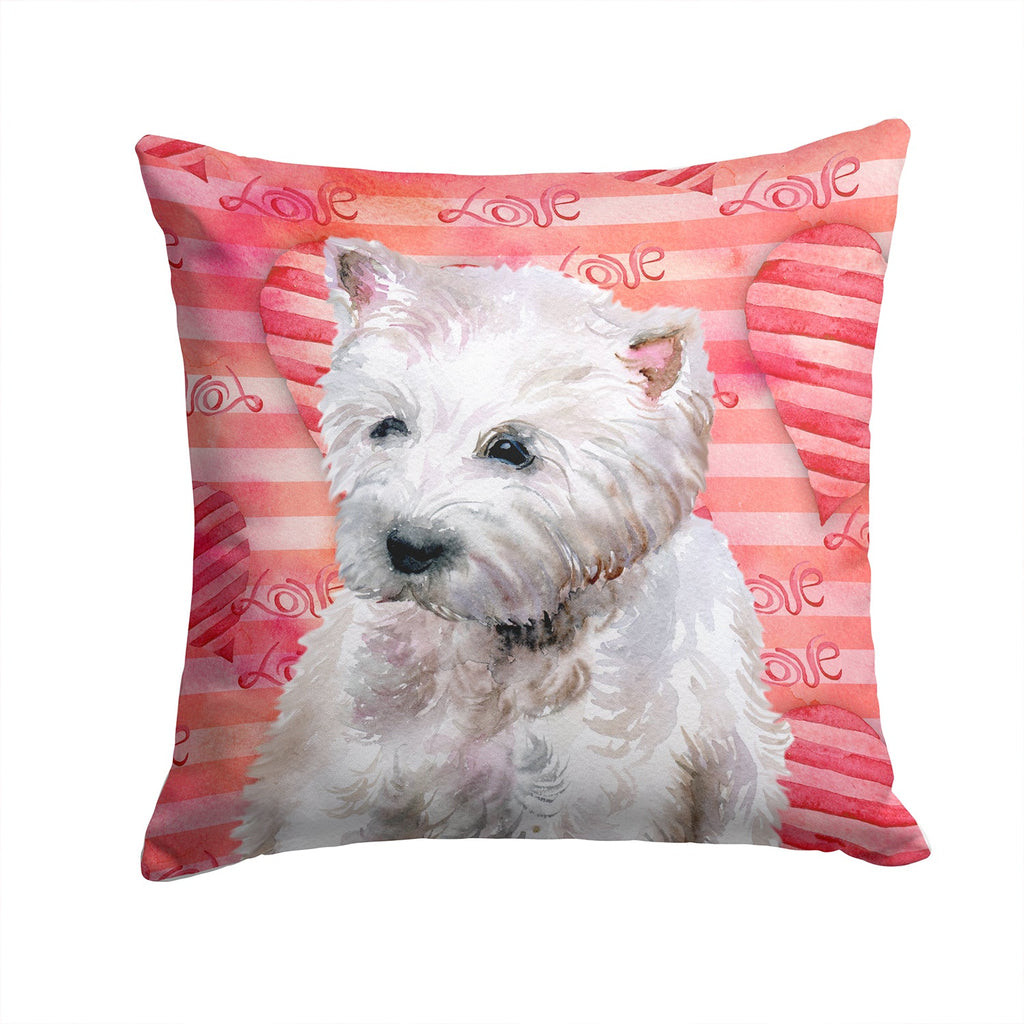 Westie Love Decorative Throw Pillow 14x14 Indoor Outdoor Accent Cushion, Fabric Cover with Insert for Sofa, Bed, Porch & Living Room