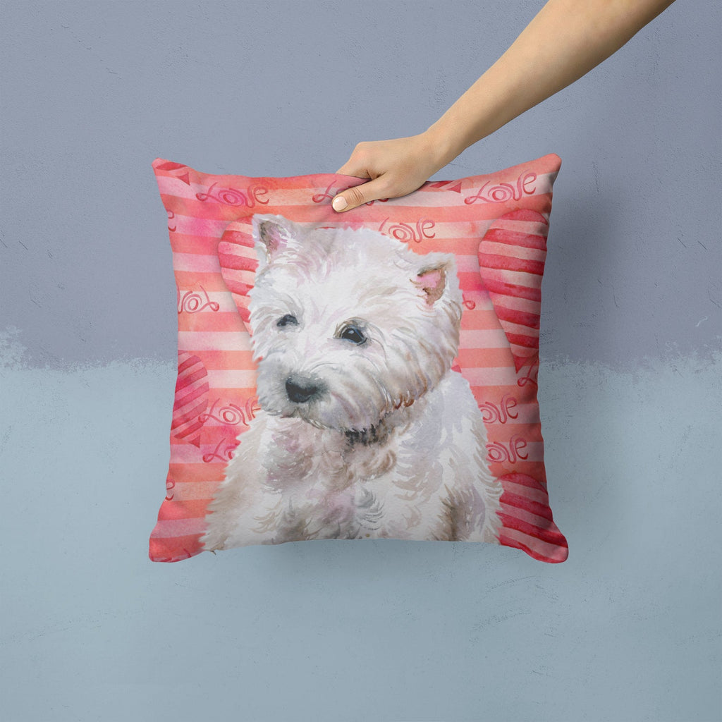 Westie Love Decorative Throw Pillow 14x14 Indoor Outdoor Accent Cushion, Fabric Cover with Insert for Sofa, Bed, Porch & Living Room